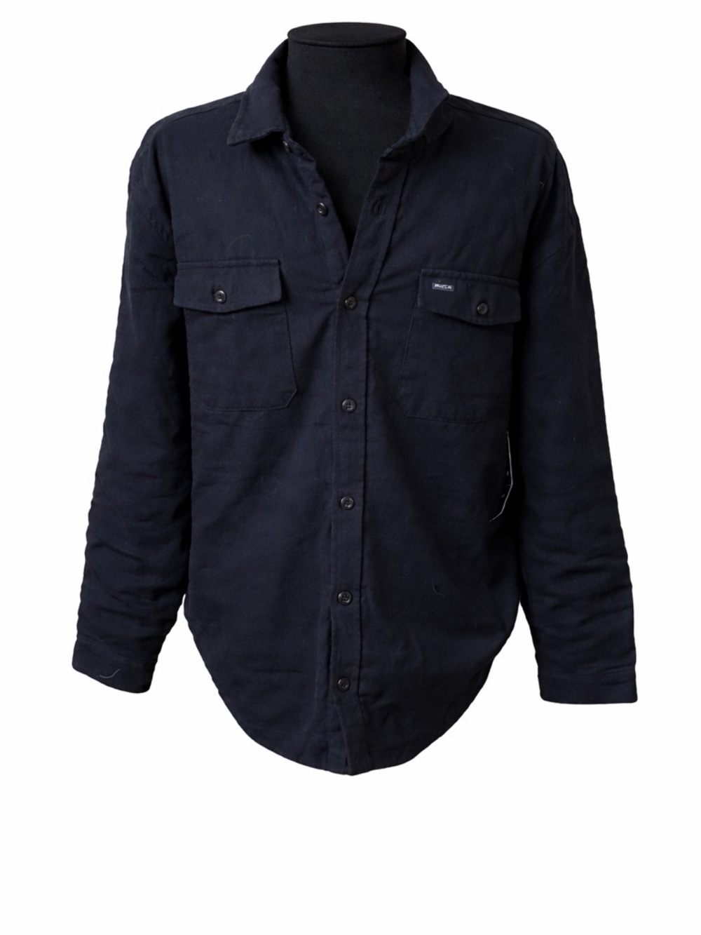 RVCA Quilted Flannel Shirt Jacket Shacket Black Snap Front Men’s Large NWT